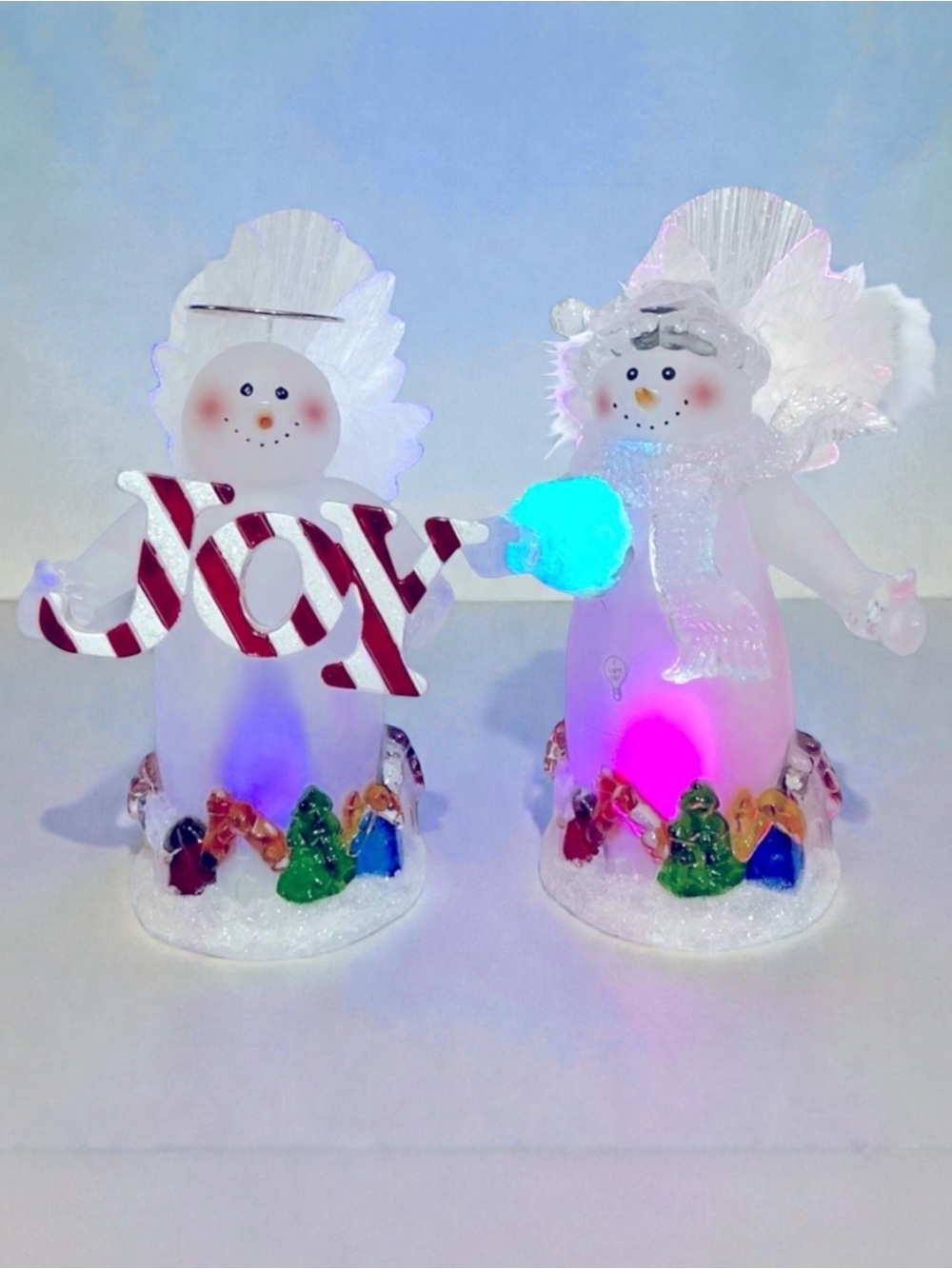 Acrylic Frosted Lighted Snowman Color Changing Christmas Figurines